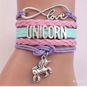 Leather‎ bracelet unicorn women's braided new d59